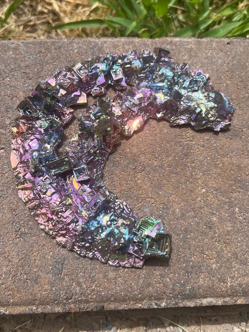 ๐ Large Rainbow Bismuth Crystal Crescent Moon Display Speciman - Picture 3 of 6